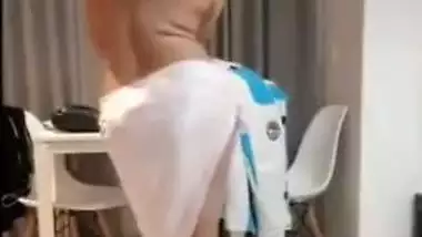 Desi escort girl shakes her XXX tits when dancing nude for client